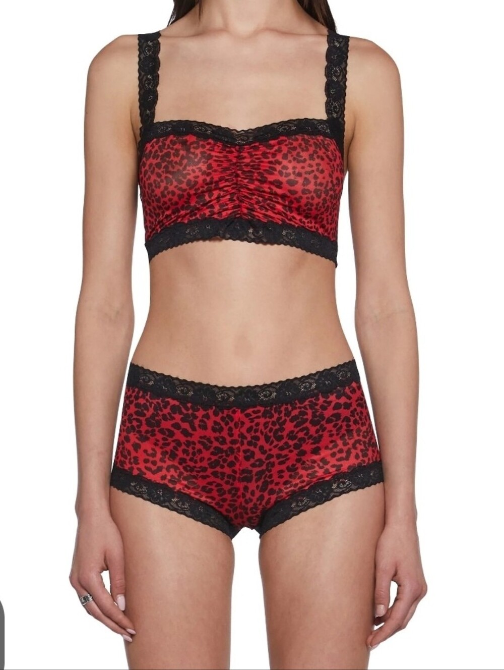Widow Red & Black Mesh Leopard Print Boy Short & Bralette